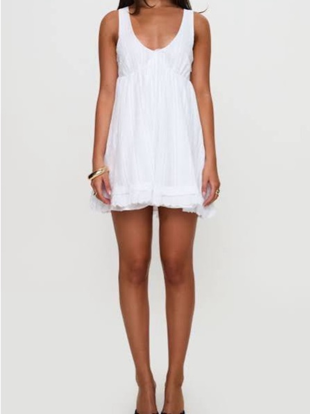 Princess Polly White Sleeveless Ruffled Mini Dress